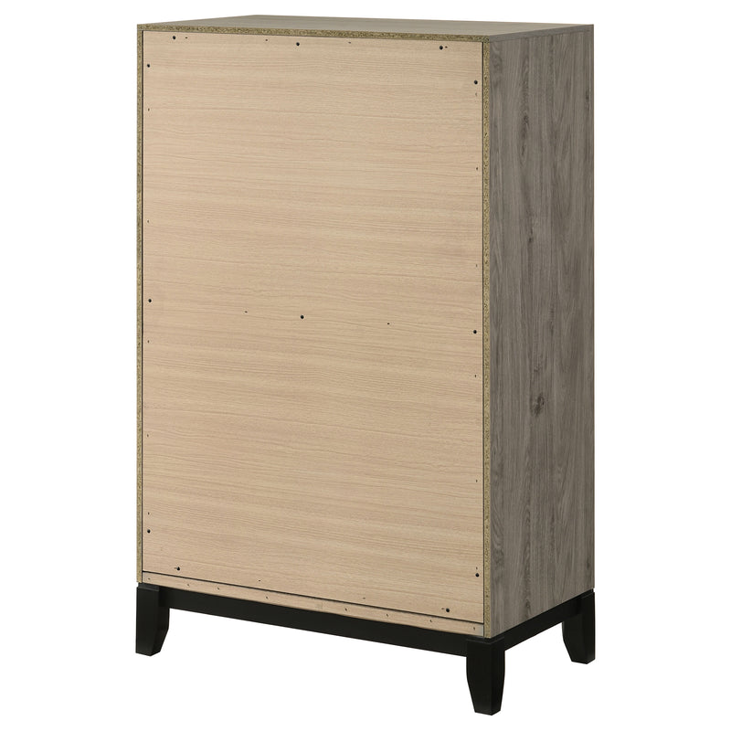 Cómoda de dormitorio Watson de 5 cajones, color gris topo claro