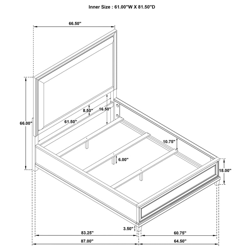 Pembroke 66-inch Panel Bed Washed Oak