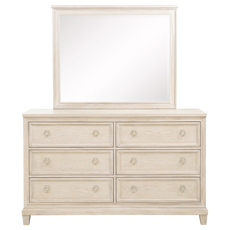 Pembroke 6-drawer Bedroom Dresser with Mirror Washed Oak