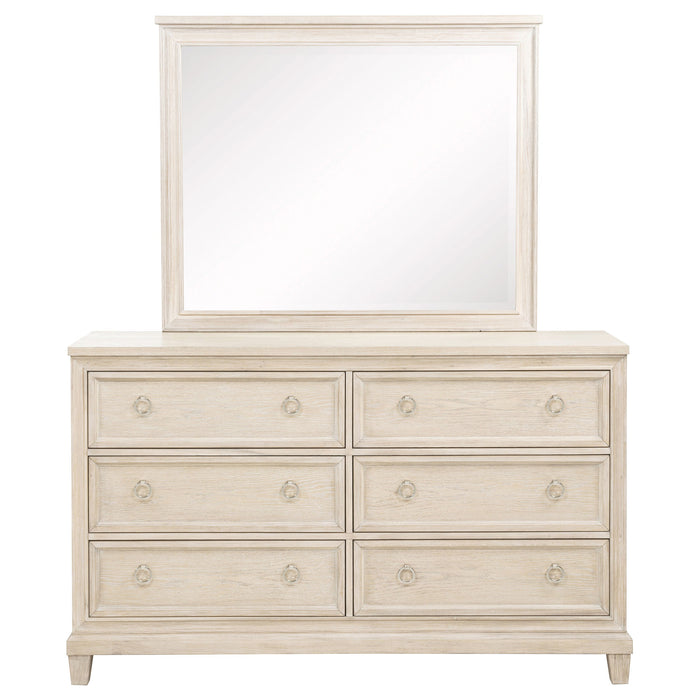 Pembroke 6-drawer Bedroom Dresser with Mirror Washed Oak