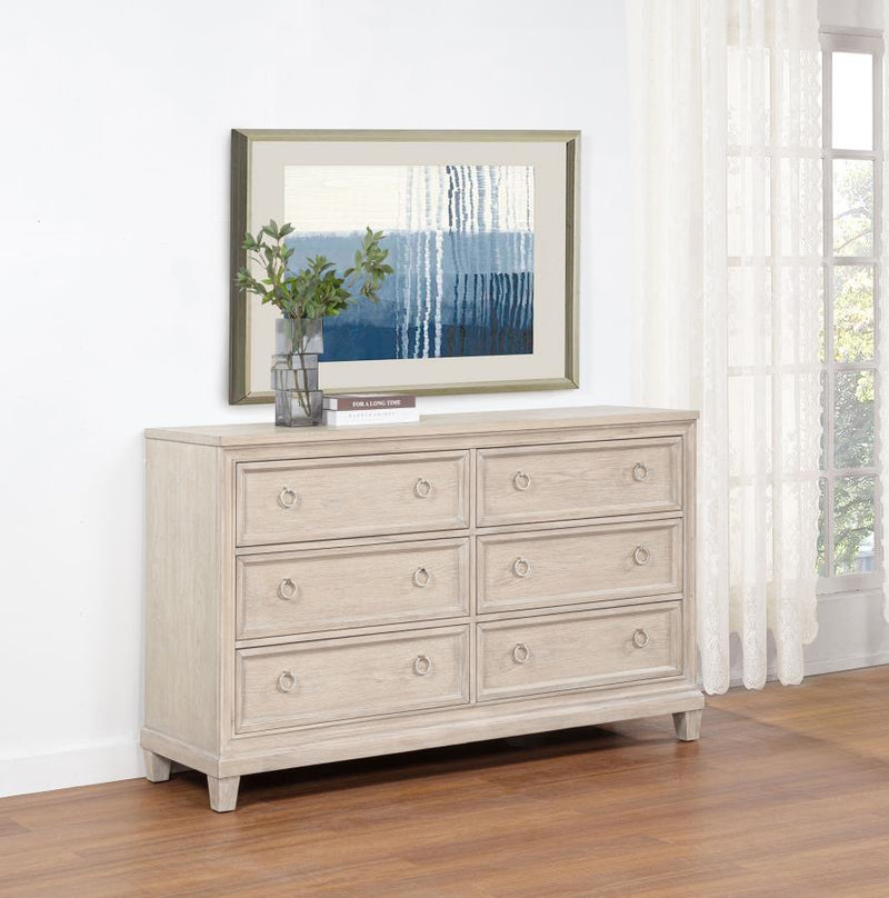 Cómoda de dormitorio Pembroke de 6 cajones Roble lavado