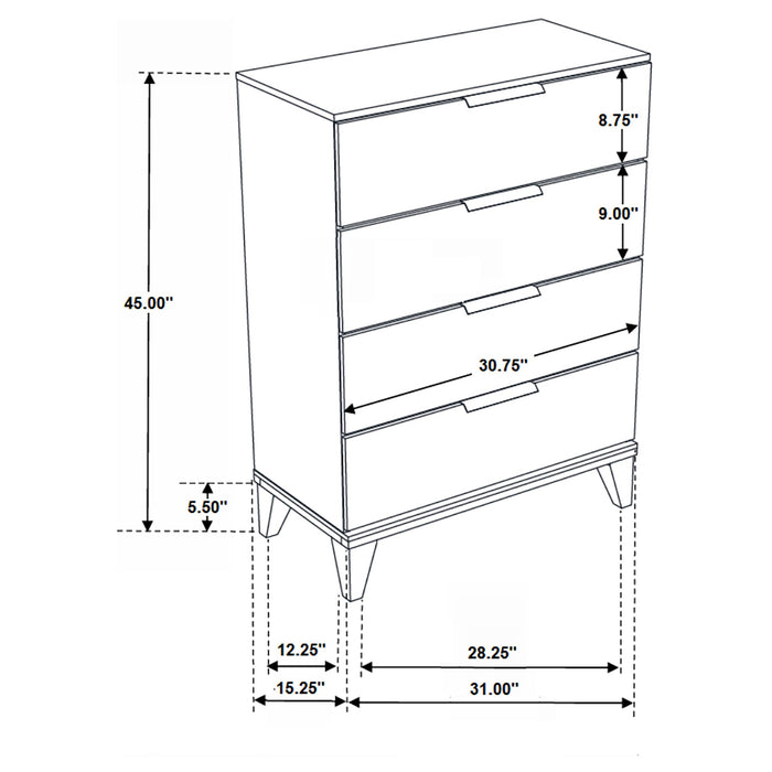 Mays 4-drawer Chest Walnut Brown with Faux Marble Top