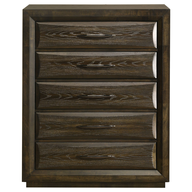 Cómoda de dormitorio Atlas de 5 cajones, roble oscuro