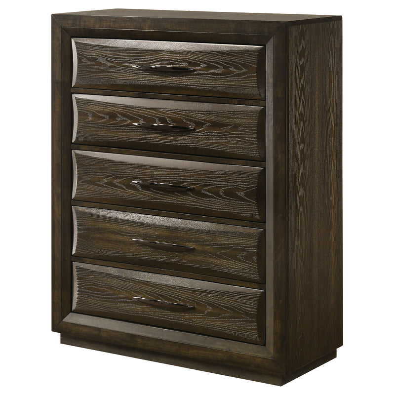 Cómoda de dormitorio Atlas de 5 cajones, roble oscuro