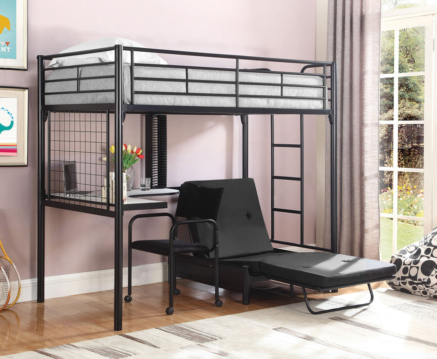 Jenner Twin Futon Workstation Loft Bed Black