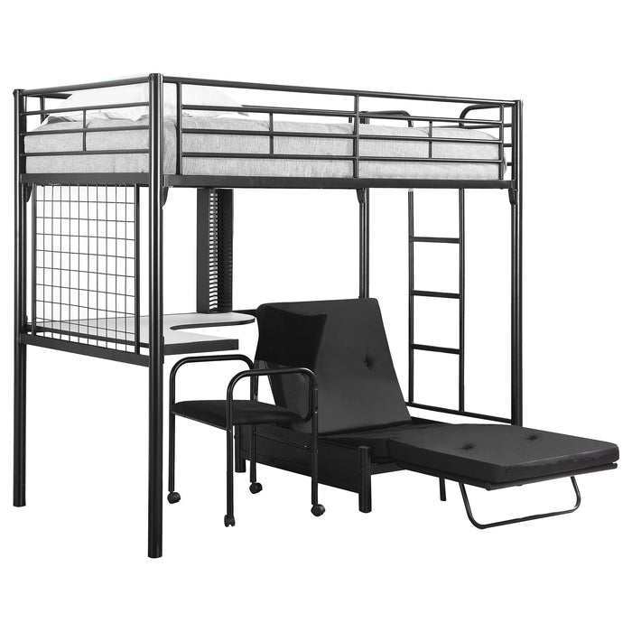 Jenner Twin Futon Workstation Loft Bed Black