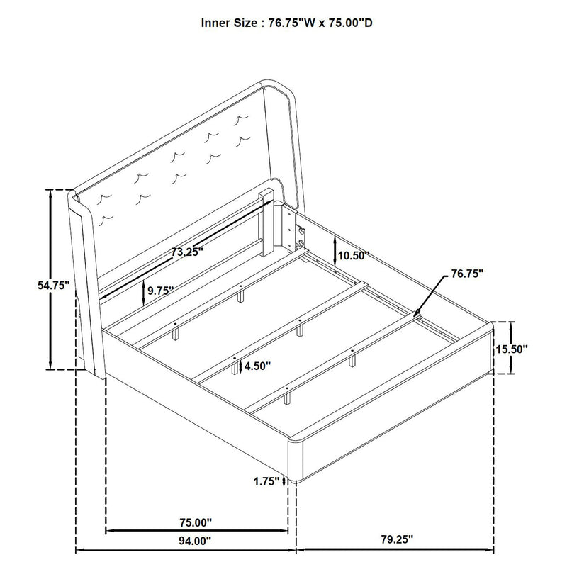 Leandro 55-inch Wingback Bed Burnished