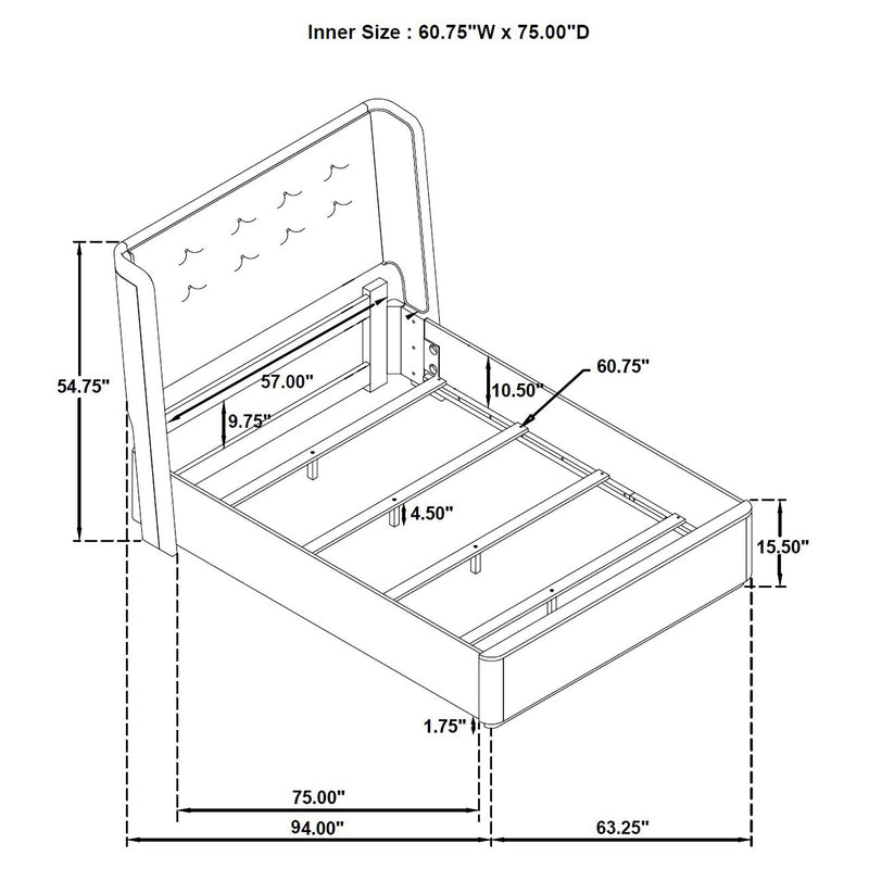 Leandro 55-inch Wingback Bed Burnished