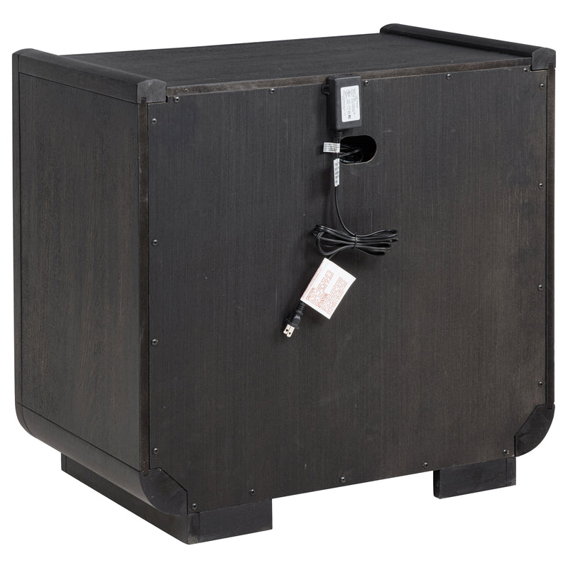 Leandro 2-drawer LED Nightstand with USB Burnished Black