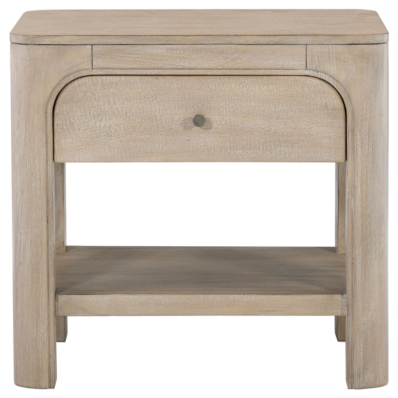 Solano - Mesita de noche/mesa auxiliar con 1 cajón - Madera de mango envejecida
