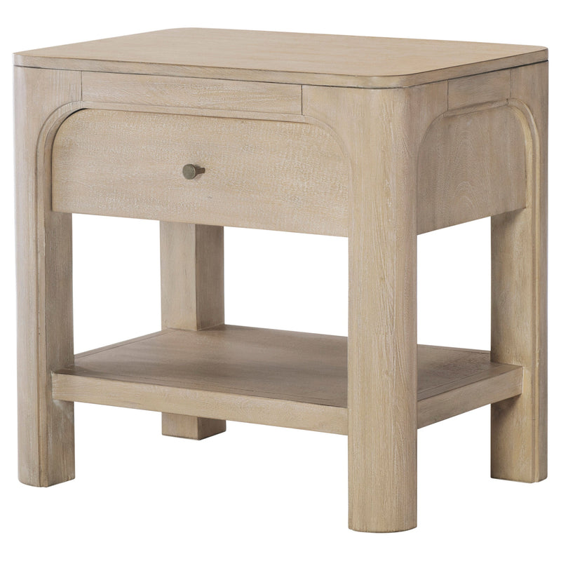 Solano - Mesita de noche/mesa auxiliar con 1 cajón - Madera de mango envejecida