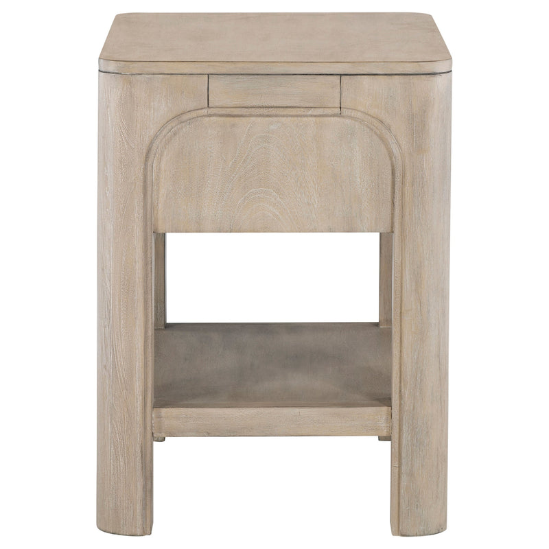 Solano - Mesita de noche/mesa auxiliar con 1 cajón - Madera de mango envejecida