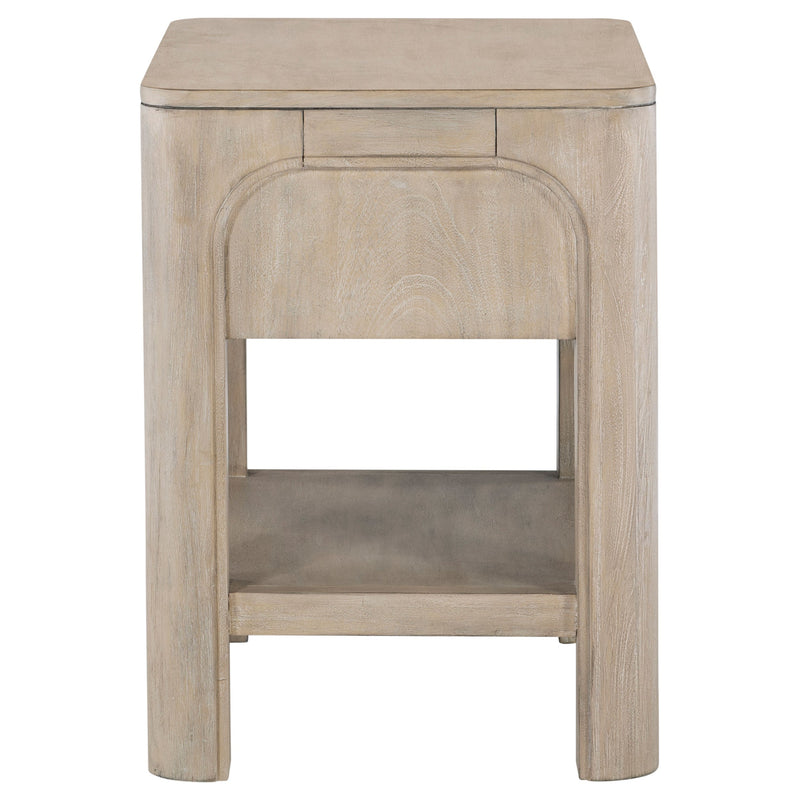 Solano - Mesita de noche/mesa auxiliar con 1 cajón - Madera de mango envejecida