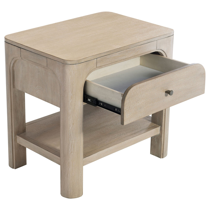 Solano - Mesita de noche/mesa auxiliar con 1 cajón - Madera de mango envejecida