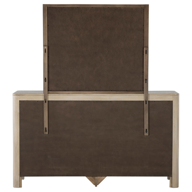 Cómoda de dormitorio Solano de 9 cajones con espejo, mango envejecido