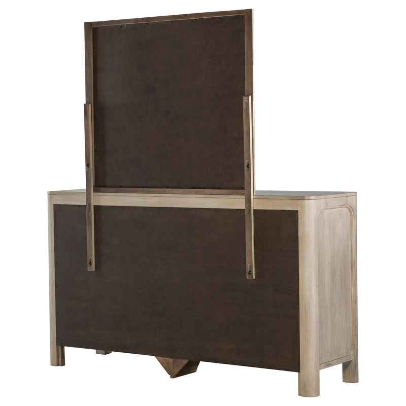 Cómoda de dormitorio Solano de 9 cajones con espejo, mango envejecido