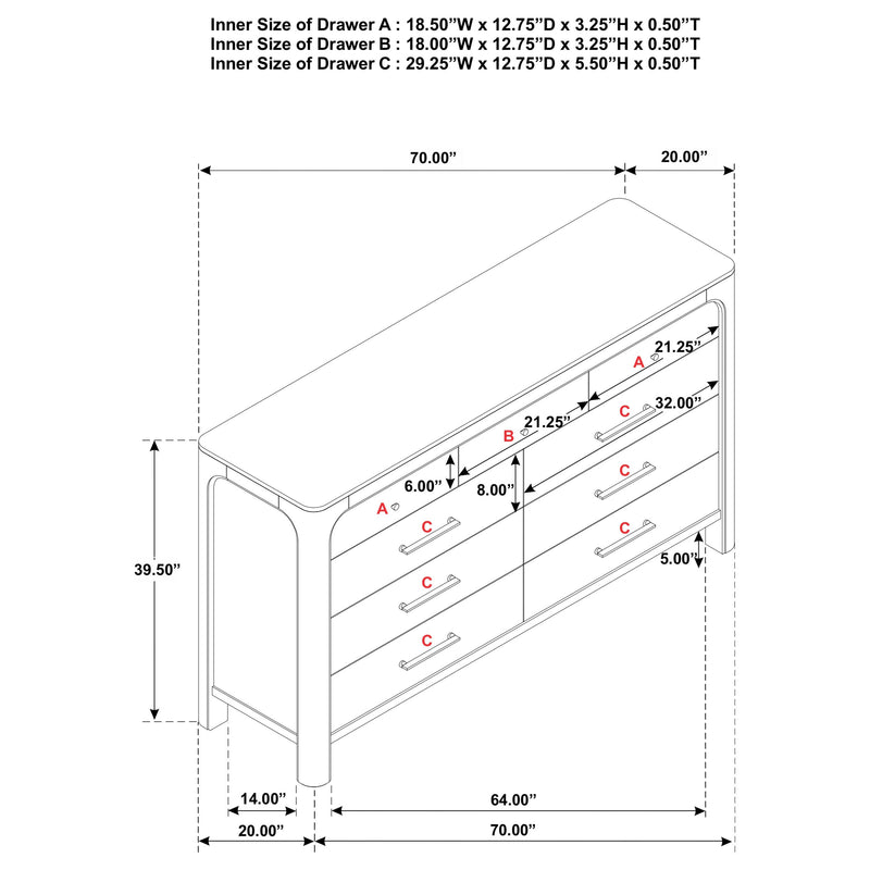 Solano 9-drawer Bedroom Dresser Cabinet Weathered Mango