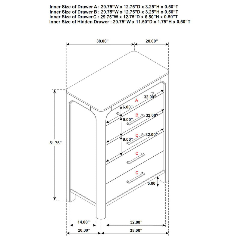 Solano 5-drawer Bedroom Chest of Drawers Weathered Mango