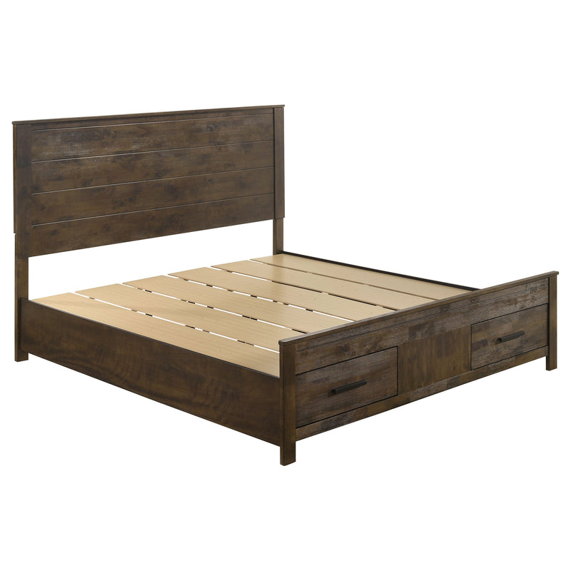 Woodmont Wood Storage Panel Bed Rustic Golden Brown