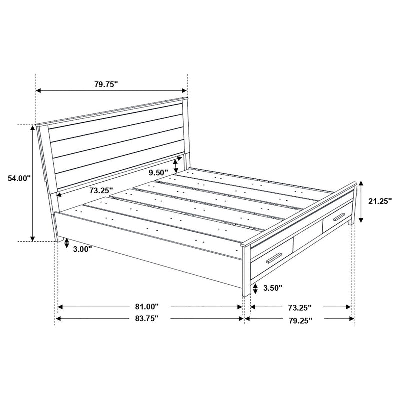 Woodmont Wood Storage Panel Bed Rustic Golden Brown
