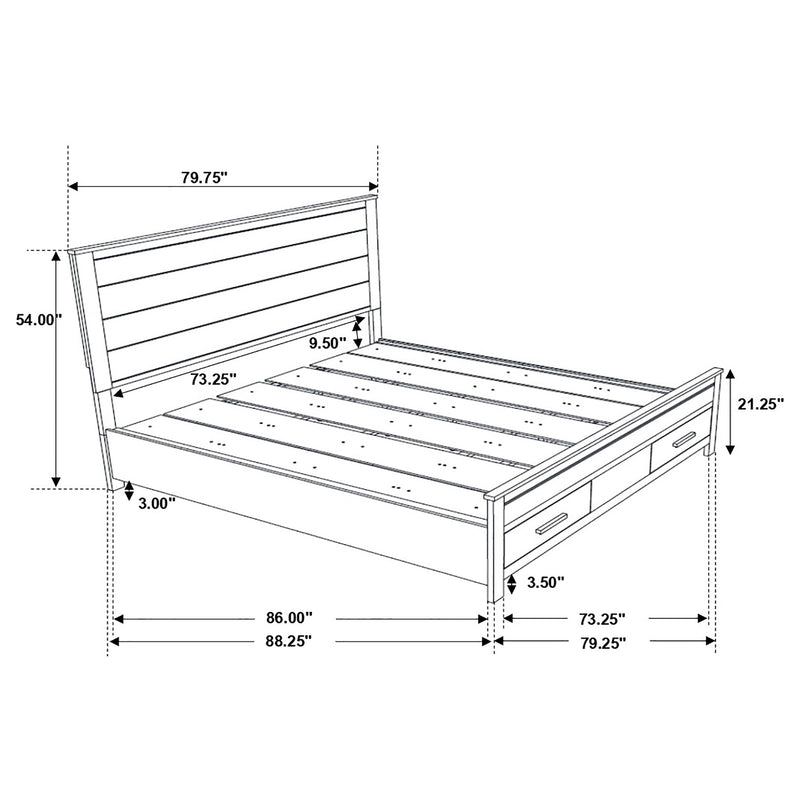 Woodmont Wood Storage Panel Bed Rustic Golden Brown