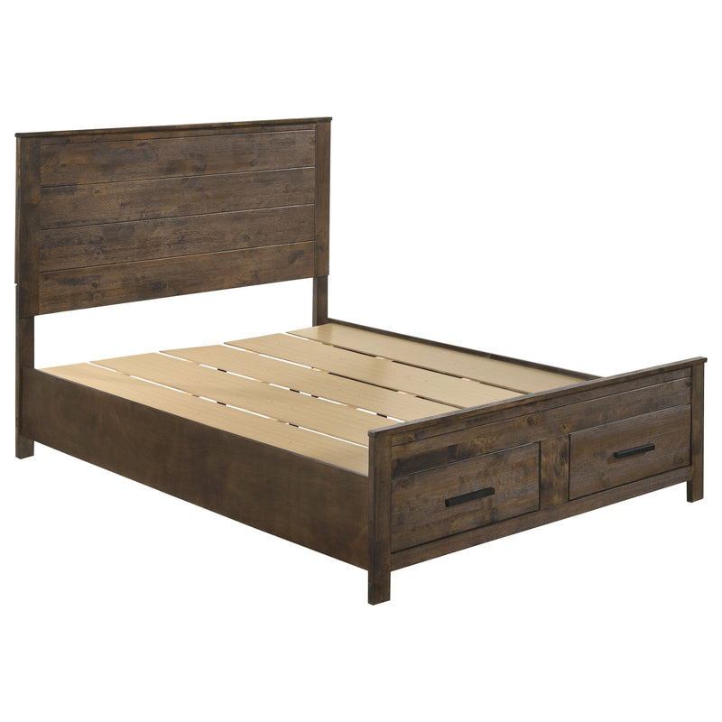 Woodmont Wood Storage Panel Bed Rustic Golden Brown