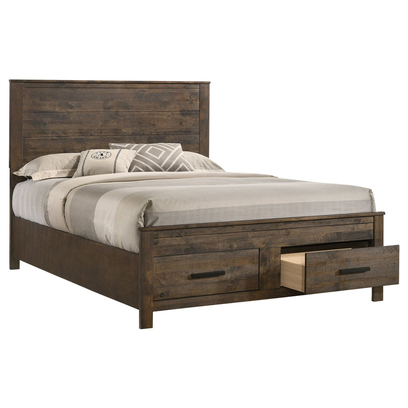 Woodmont Wood Storage Panel Bed Rustic Golden Brown
