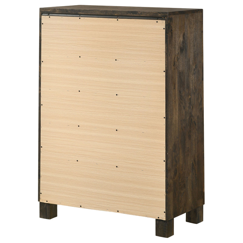 Cómoda de dormitorio de 5 cajones Woodmont, marrón dorado rústico