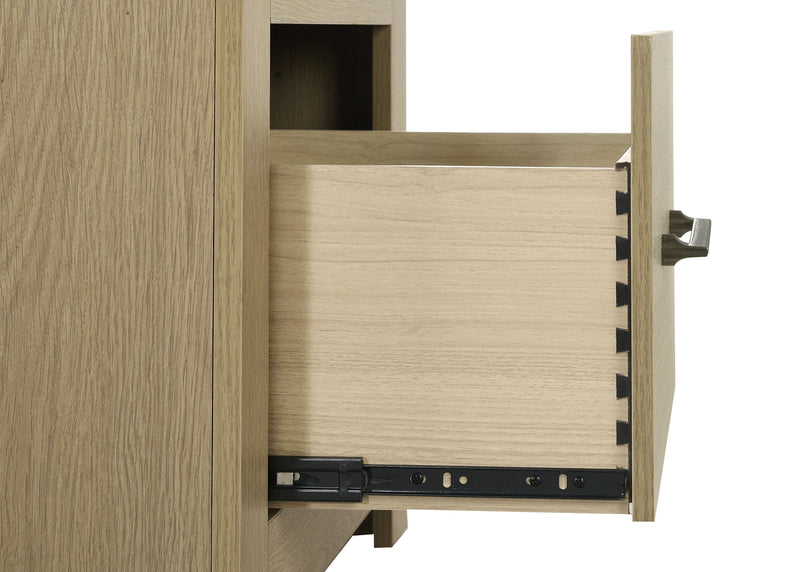 Mesa de noche Hendricks con 1 cajón y cubículo, roble claro