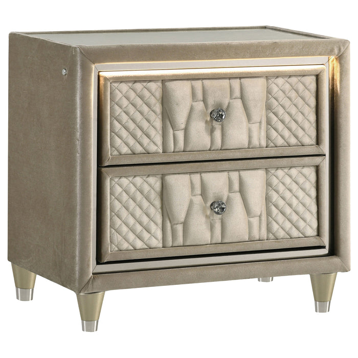 Lorient 2-drawer LED Nightstand with USB Ivory and Camel