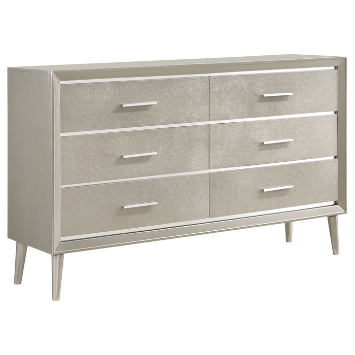 Ramon 6-drawer Dresser with Mirror Metallic Sterling