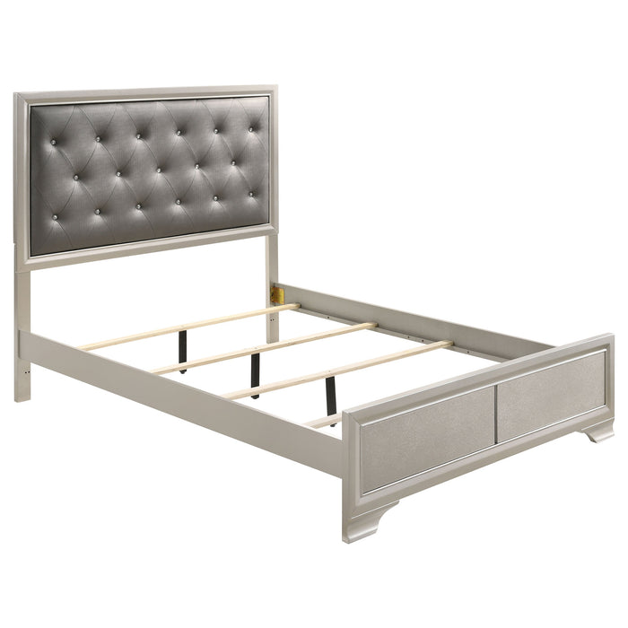 Salford  Panel Bed Metallic Sterling and Charcoal Grey