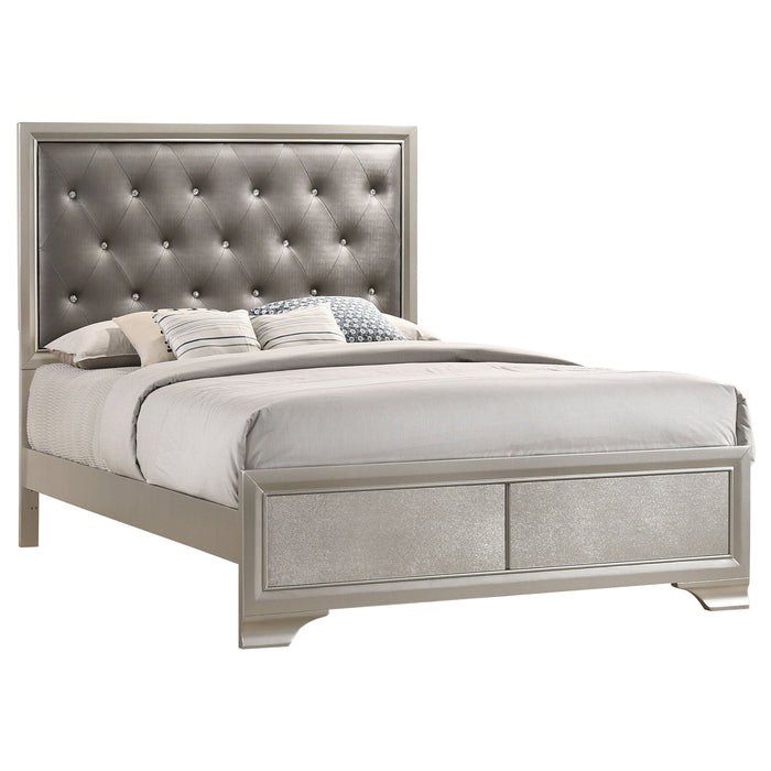 Salford  Panel Bed Metallic Sterling and Charcoal Grey