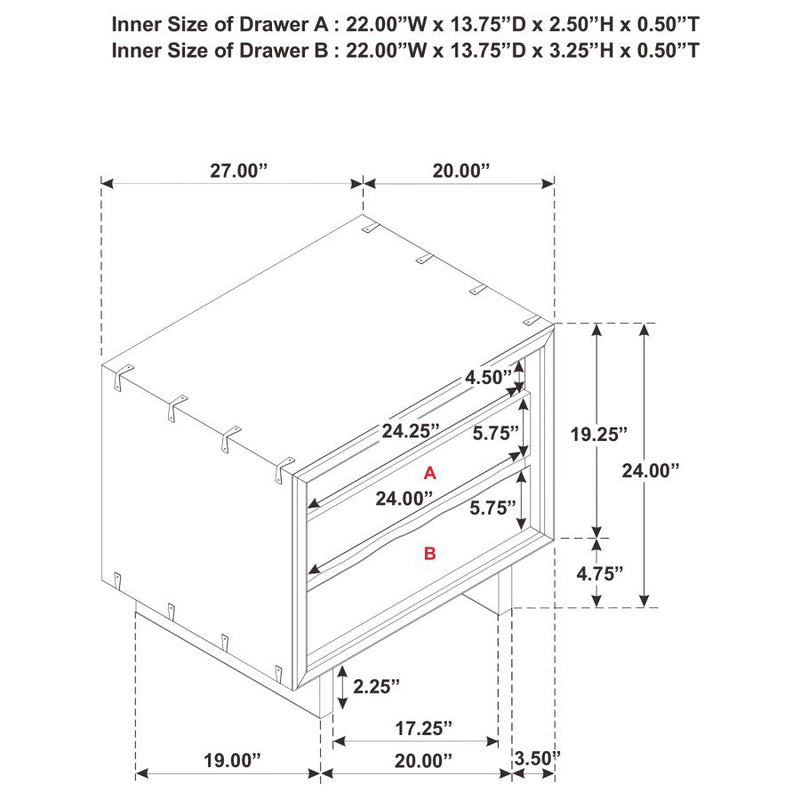 Stillwater 2-drawer Nightstand