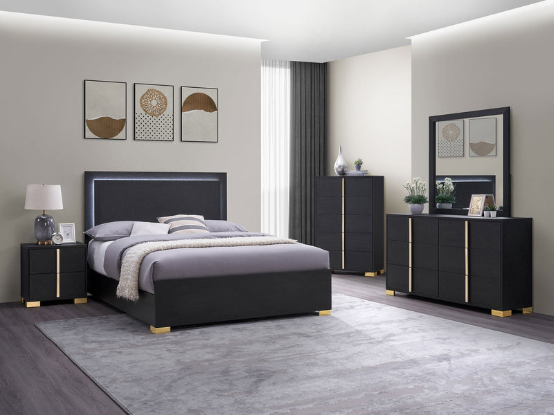 Cama con panel LED Marceline Wood