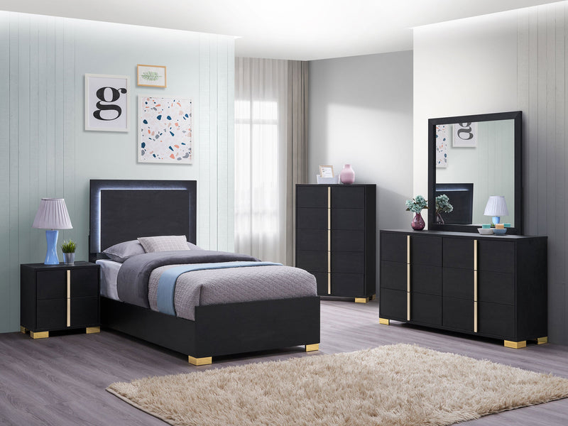 Cama con panel LED Marceline Wood