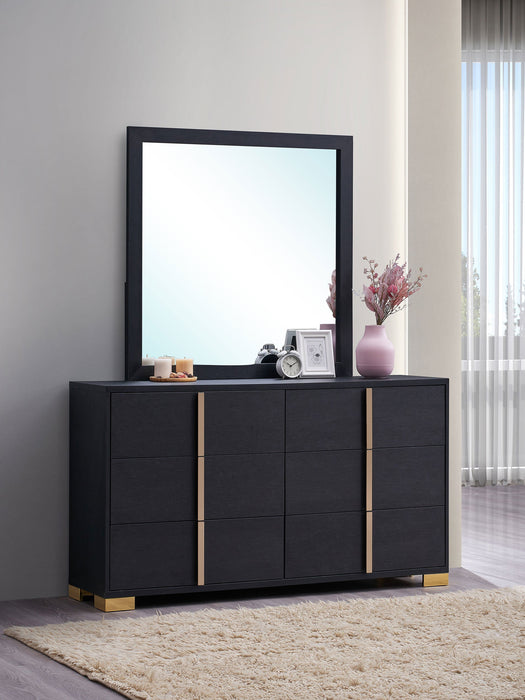 Marceline 6-drawer Dresser with Mirror Black