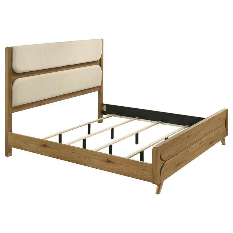 Bennett 62-inch Upholstered Panel Bed Cream and Light Oak
