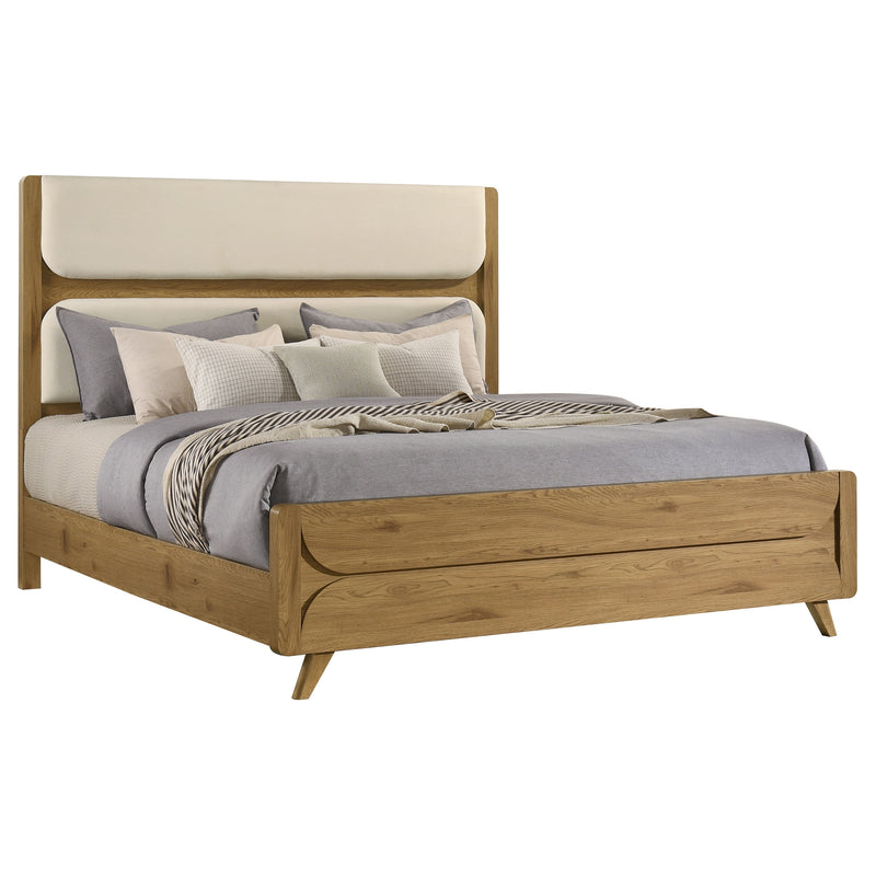 Bennett 62-inch Upholstered Panel Bed Cream and Light Oak