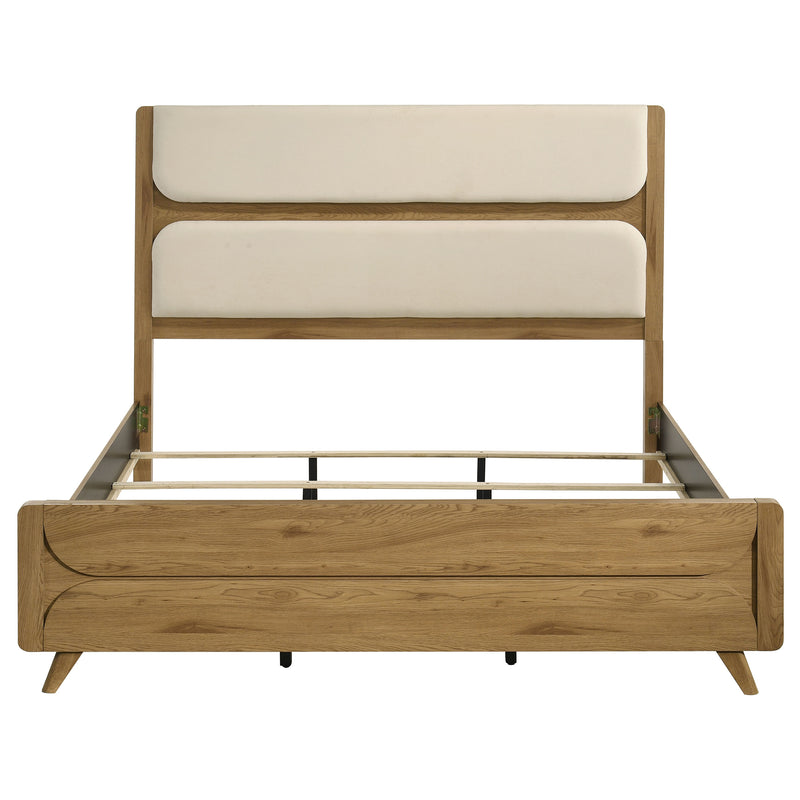 Bennett 62-inch Upholstered Panel Bed Cream and Light Oak