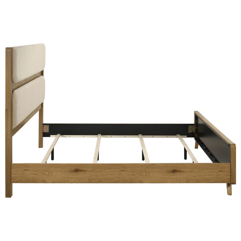 Bennett 62-inch Upholstered Panel Bed Cream and Light Oak