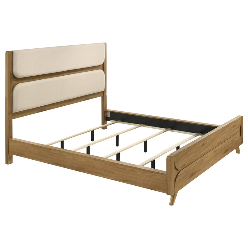 Bennett 62-inch Upholstered Panel Bed Cream and Light Oak