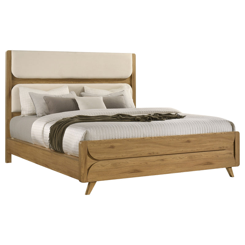 Bennett 62-inch Upholstered Panel Bed Cream and Light Oak