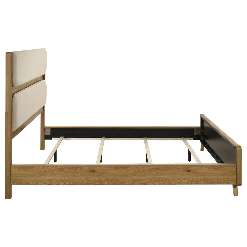 Bennett 62-inch Upholstered Panel Bed Cream and Light Oak
