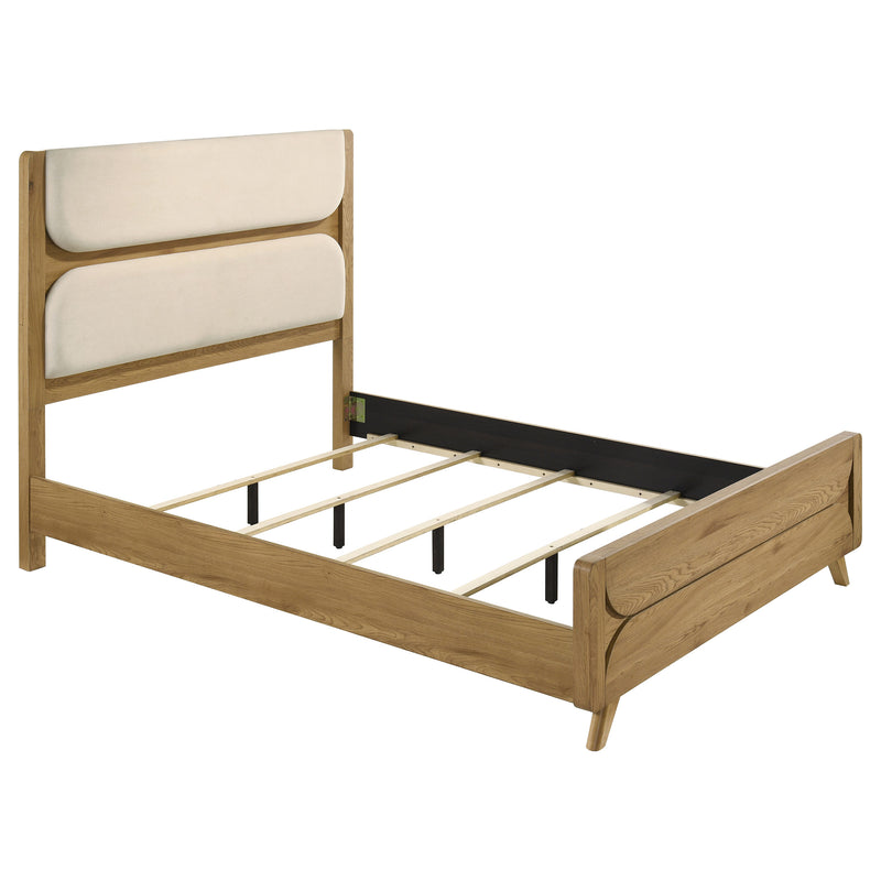 Bennett 62-inch Upholstered Panel Bed Cream and Light Oak