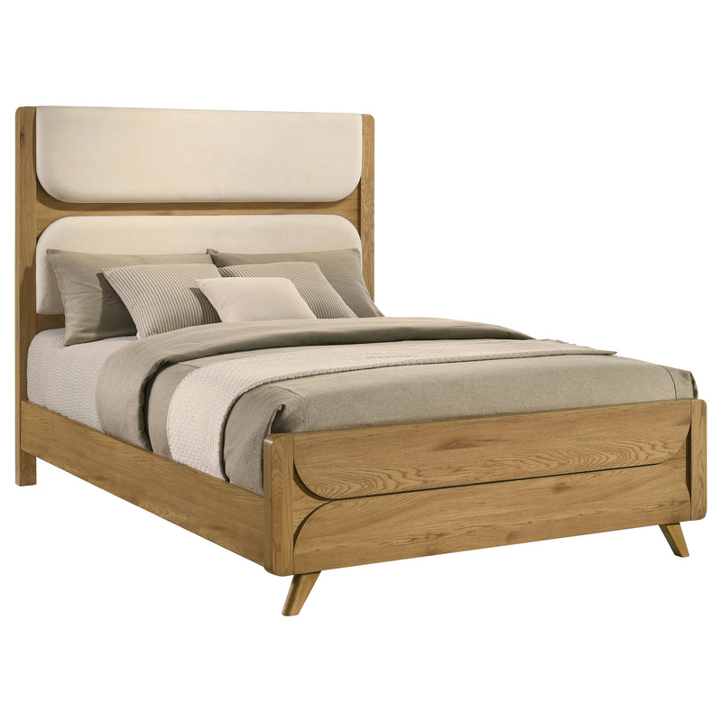 Bennett 62-inch Upholstered Panel Bed Cream and Light Oak