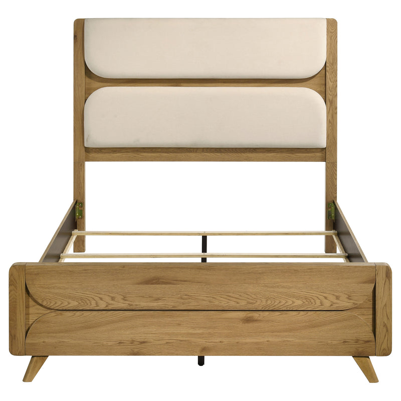 Bennett 62-inch Upholstered Panel Bed Cream and Light Oak