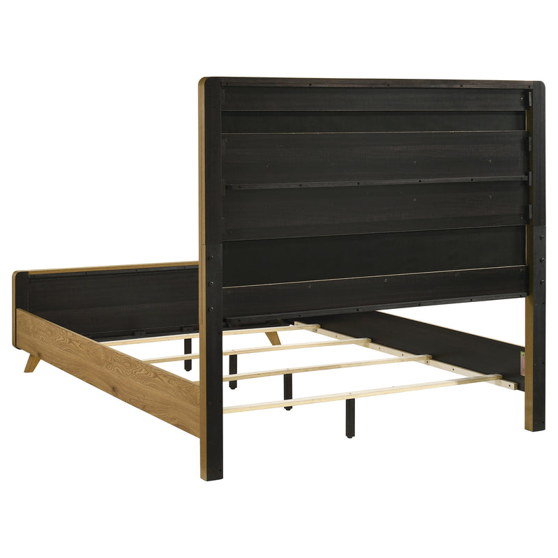 Bennett 62-inch Upholstered Panel Bed Cream and Light Oak