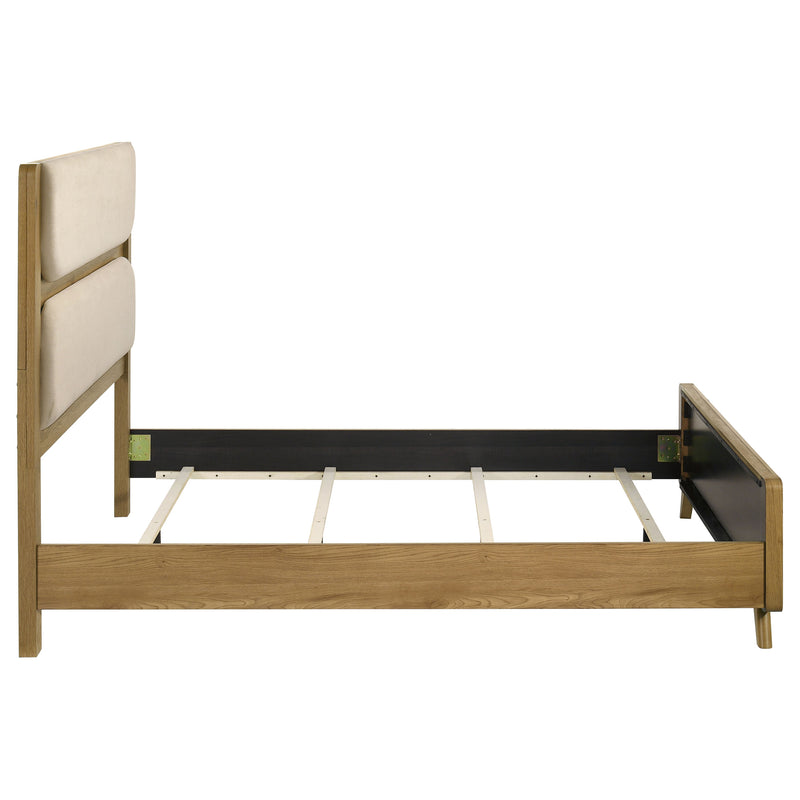 Bennett 62-inch Upholstered Panel Bed Cream and Light Oak