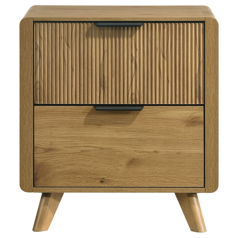 Mesa de noche de dormitorio Bennett con 2 cajones, roble claro